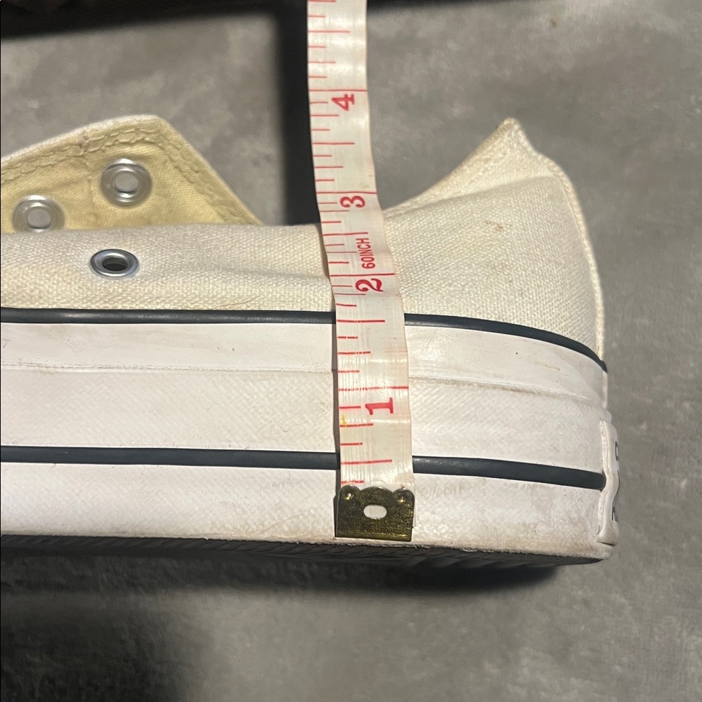 Classic Cream Canvas Platform Chuck Taylor All Stars. No laces. Used condition. - Picture 9 of 9